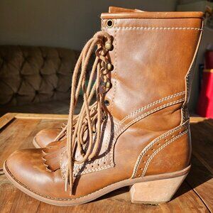 Size 9M Dolls Kill x Holly Hobbie Lace-Up Heeled Boots